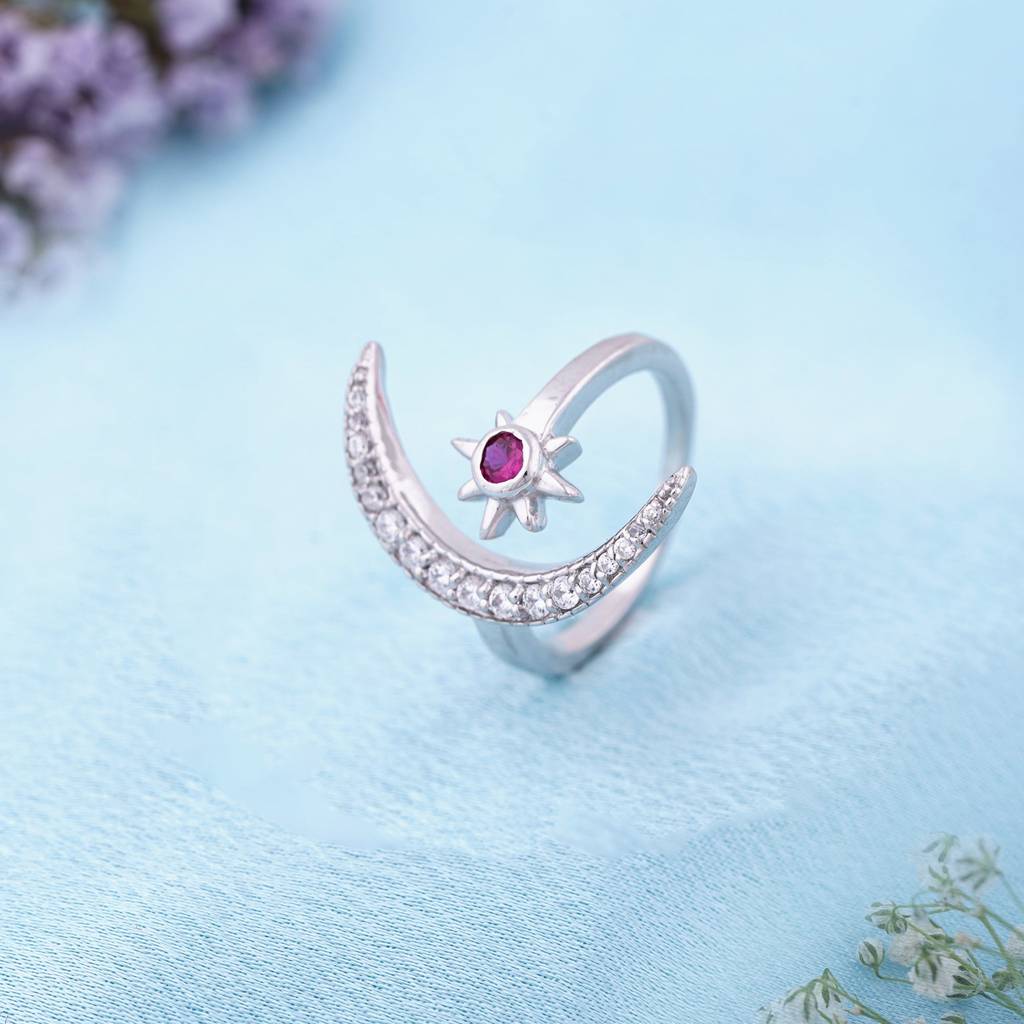 Silver Moon Style Pink Ruby Ring : ZLR-1002