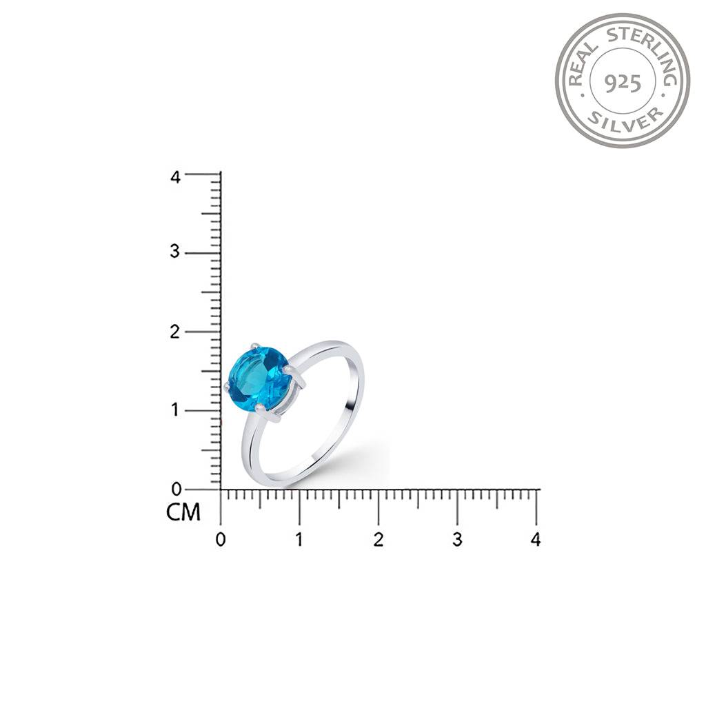 Silver Blue Topaz Solitaire Ring : ZLR-1009BTW