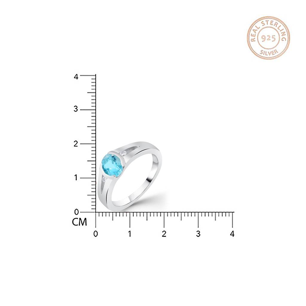 Silver Solitaire Bezel Topaz Ring : ZLR-1016