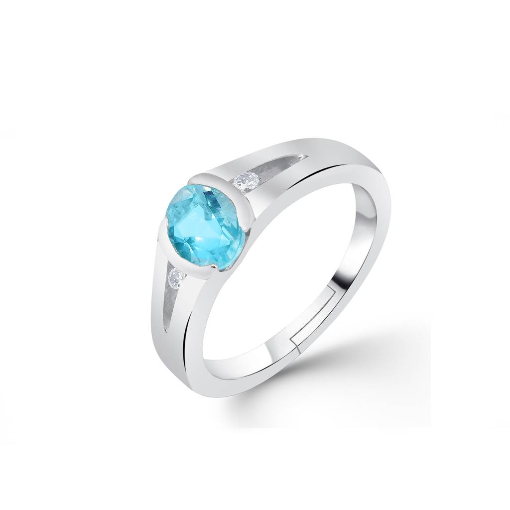 Silver Solitaire Bezel Topaz Ring : ZLR-1016