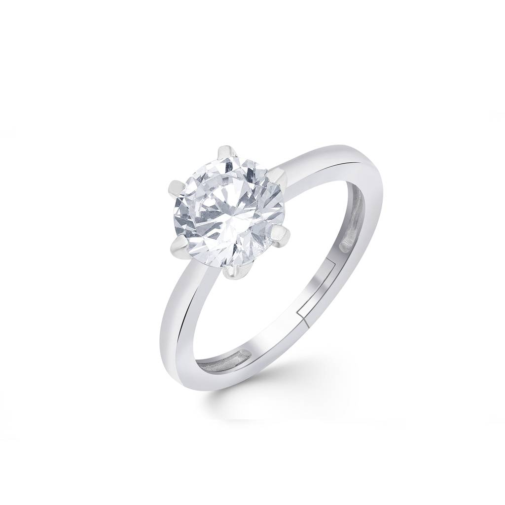Silver Prong Zircon Ring : ZLR-1017