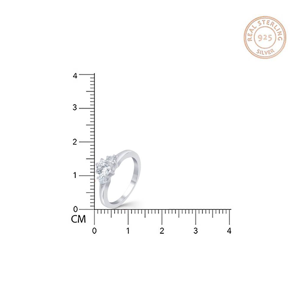 Silver Three Stone Diamond Ring : ZLR-1019