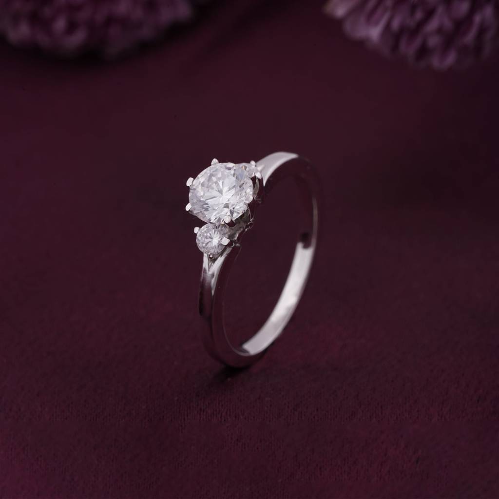 Silver Three Stone Diamond Ring : ZLR-1019