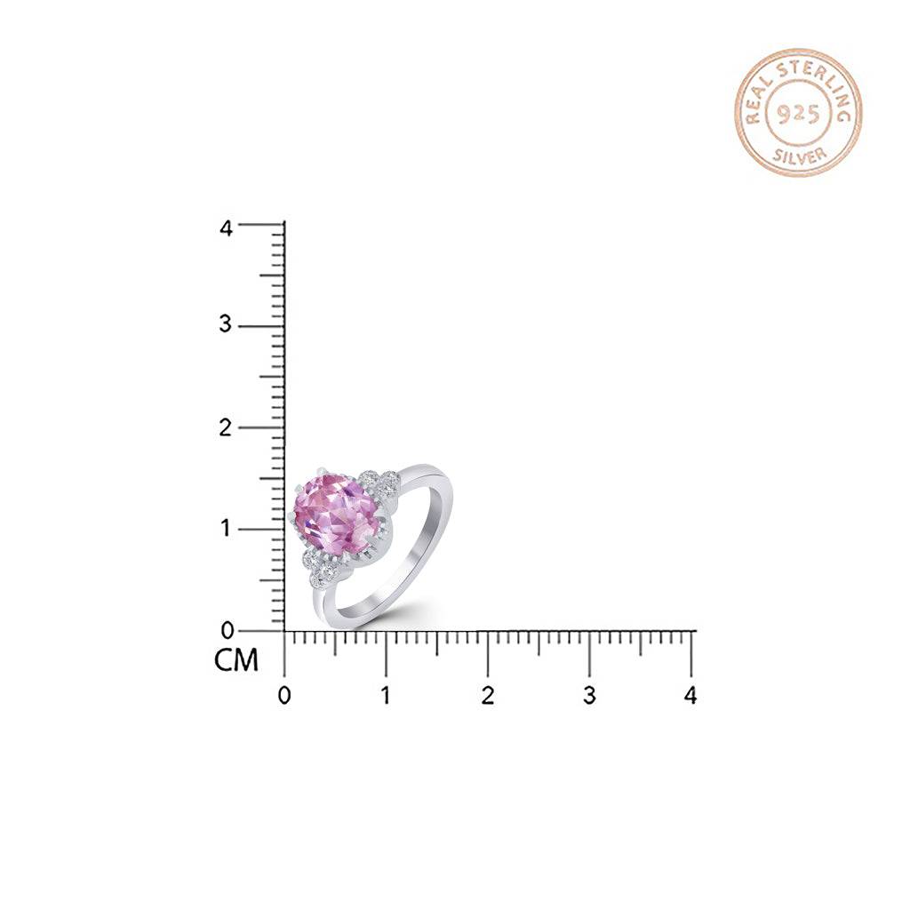 Silver Seven Stone Pink Sapphire Ring : ZLR-1023