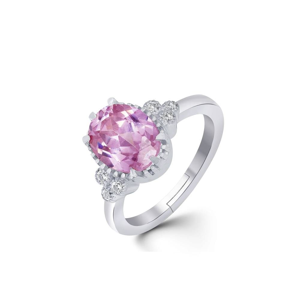 Silver Seven Stone Pink Sapphire Ring : ZLR-1023