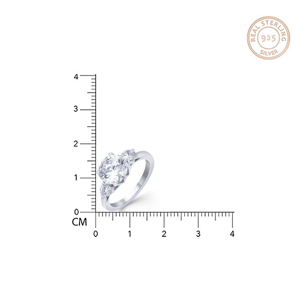 Silver Three Stone Ring For Girls : ZLR-1025