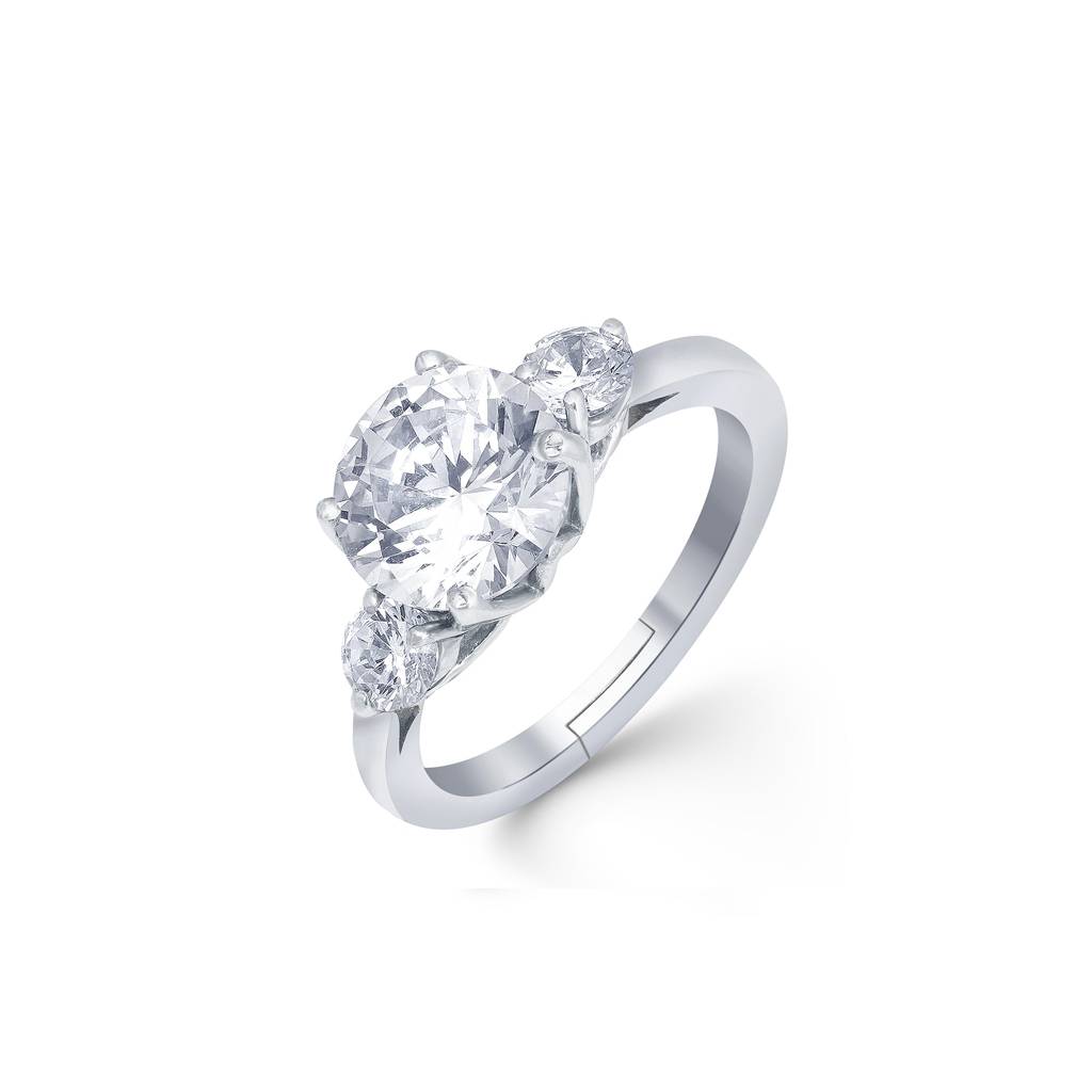 Silver Three Stone Ring For Girls : ZLR-1025