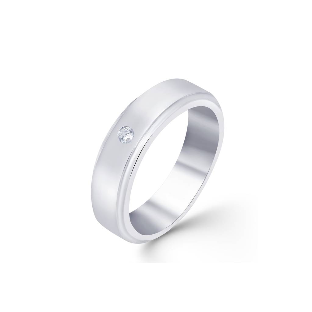 Silver Zircon Men'S Band : ZLR-1030