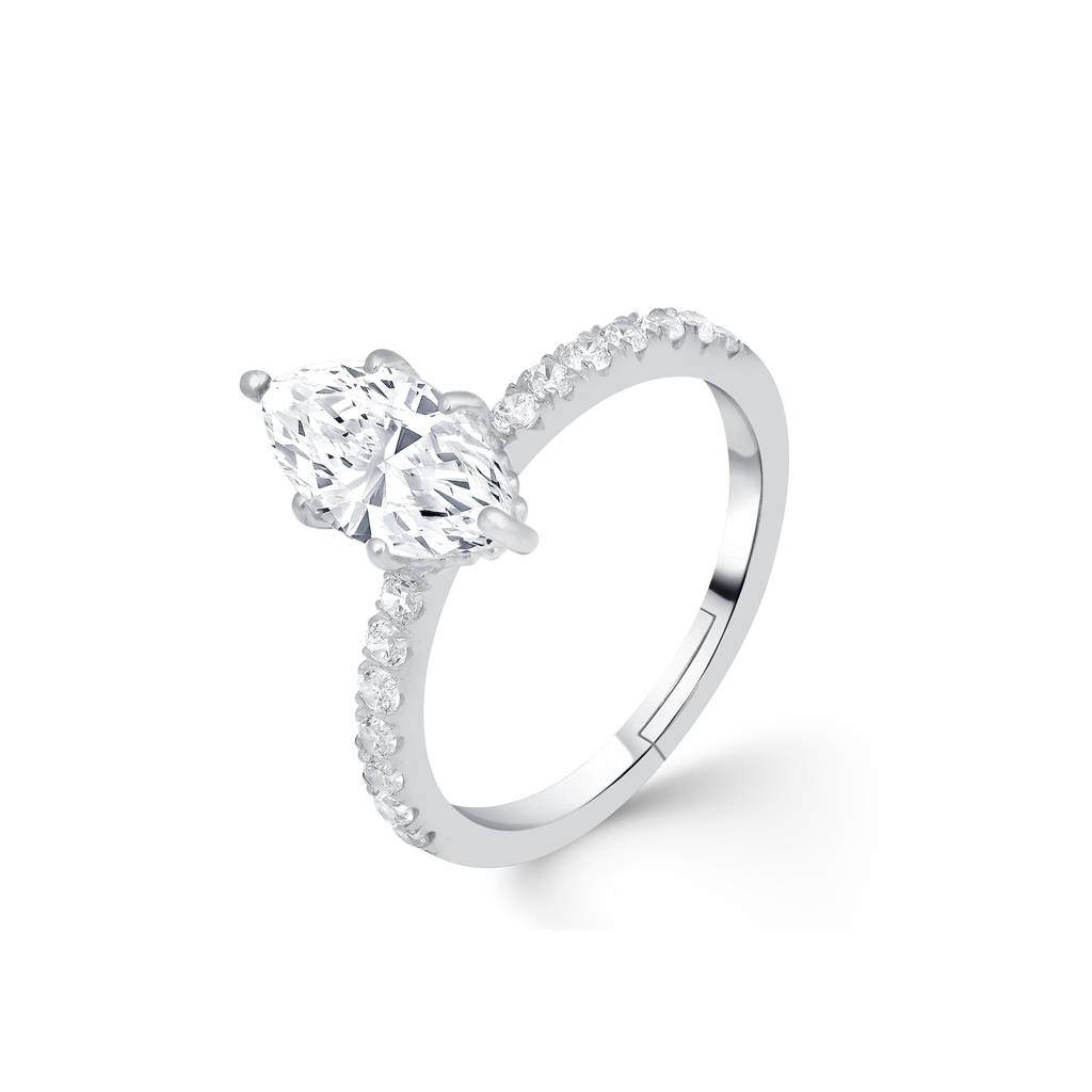 Silver Solitaire Grace Finger Ring : ZLR-1032