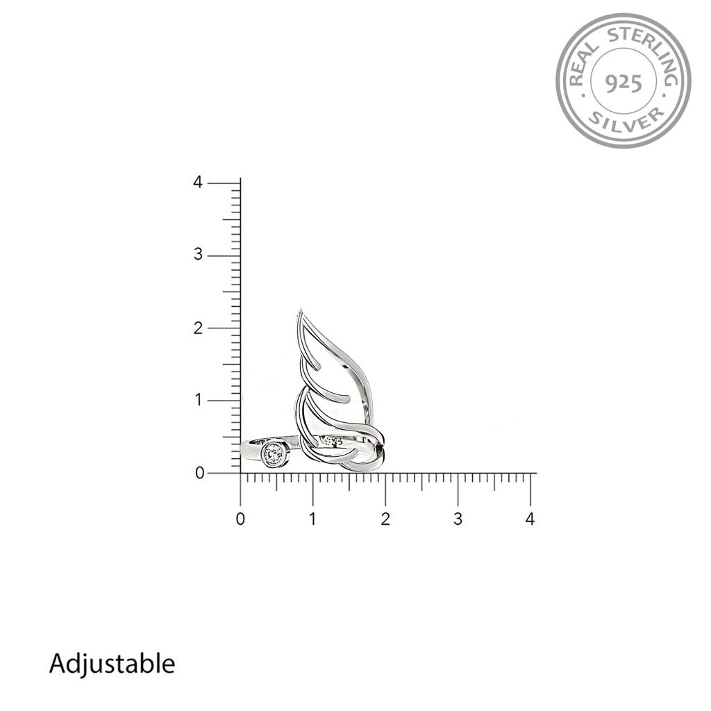 Silver Cubic Zirconia Angle Feather Promise Ring : ZLR-1039