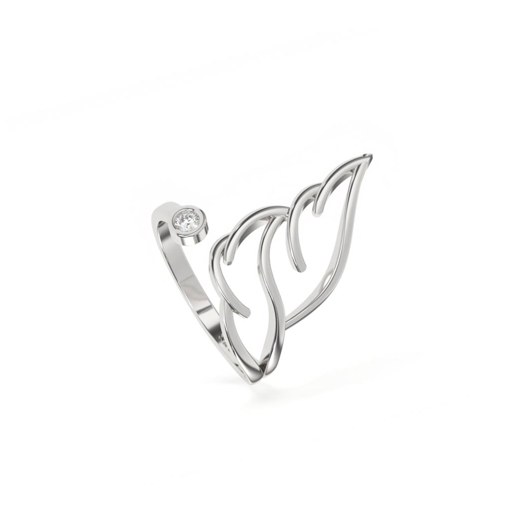 Silver Cubic Zirconia Angle Feather Promise Ring : ZLR-1039