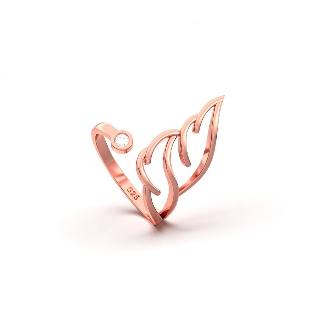 Rose Gold Angle Feather Promise Ring : ZLR-1039R