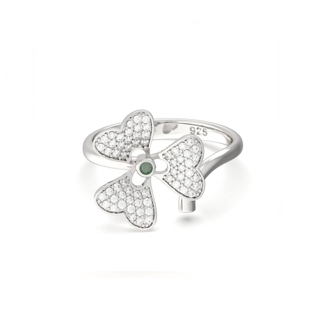 Silver Sterling Tiny Flower Style Ring : ZLR-1048