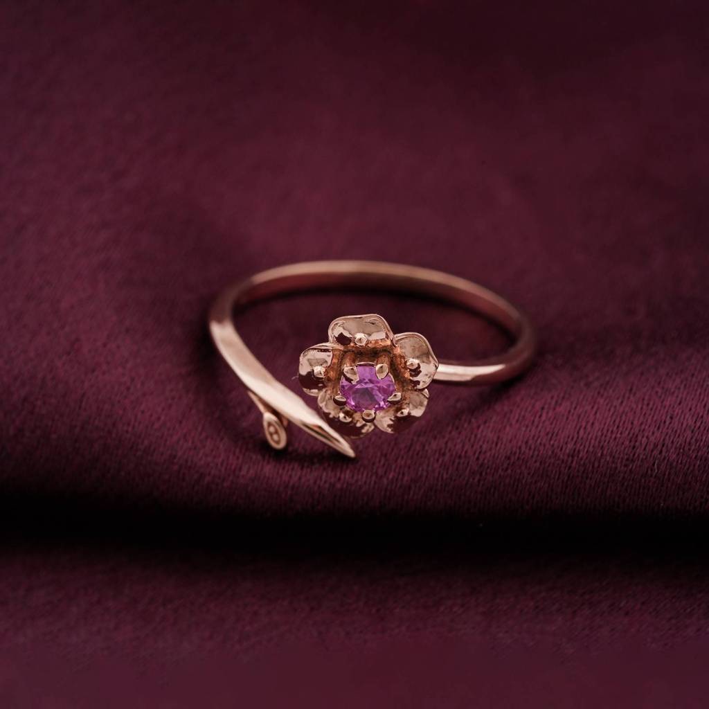 Rose Gold Purple Flower Ring : ZLR-1051