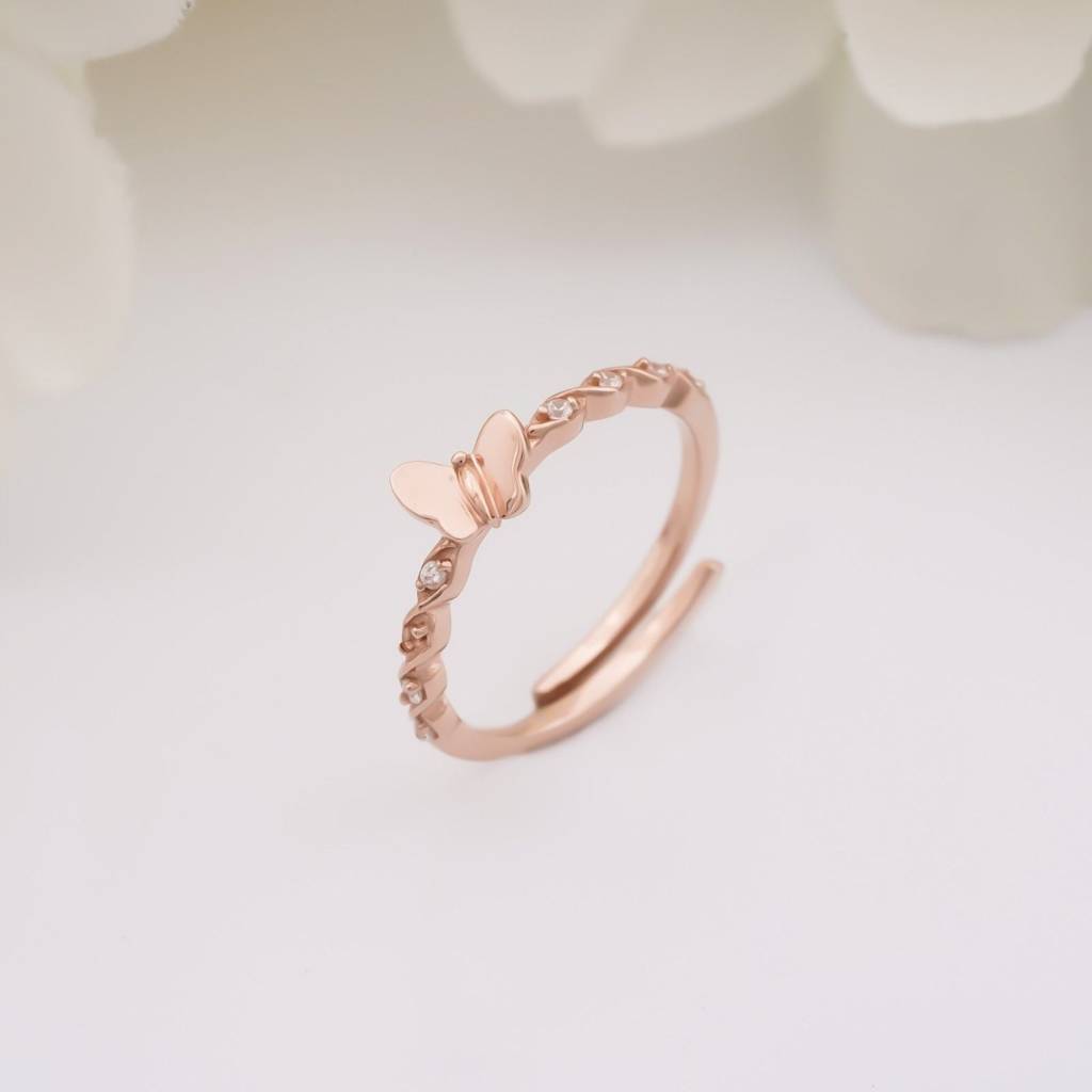 Rose Gold Butterfly Valentine Ring : ZLR-1052