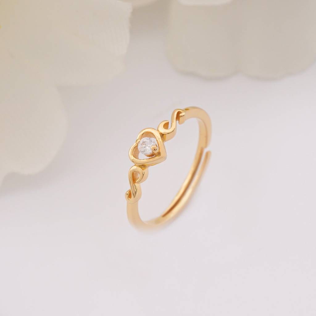 Golden Vintage Heart Valentine Ring : ZLR-1061