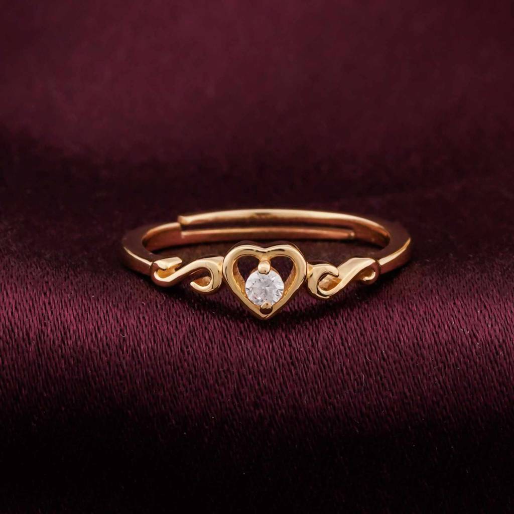 Golden Vintage Heart Valentine Ring : ZLR-1061