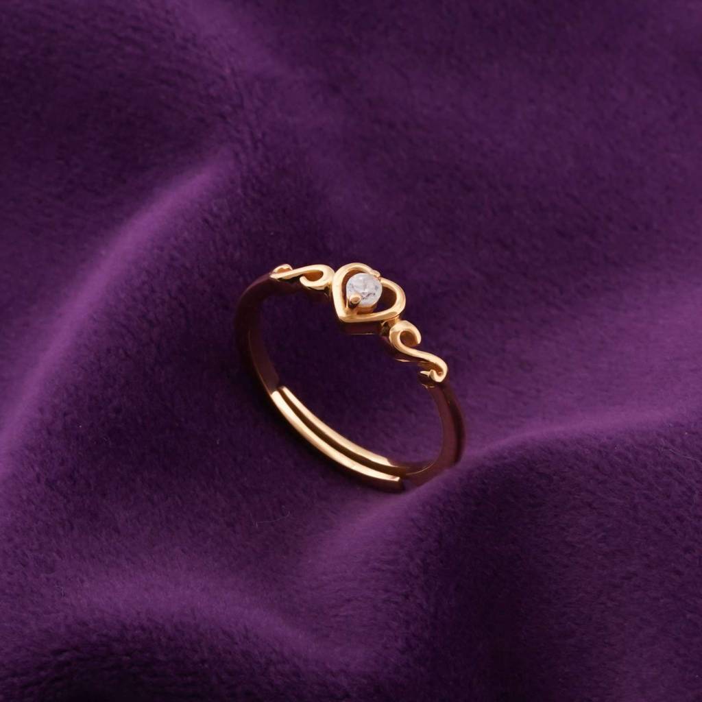 Golden Vintage Heart Valentine Ring : ZLR-1061