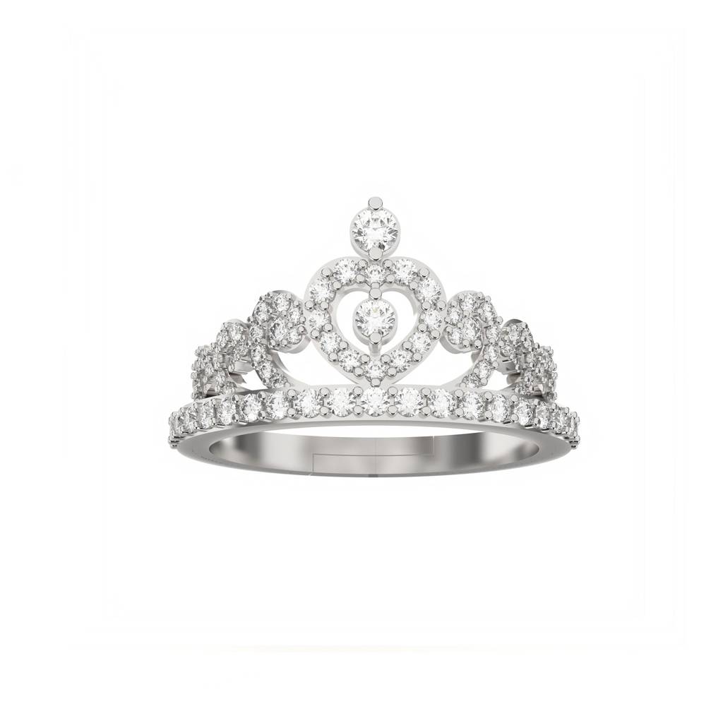 Silver Crown Diamond Studded Ring : ZLR-1064