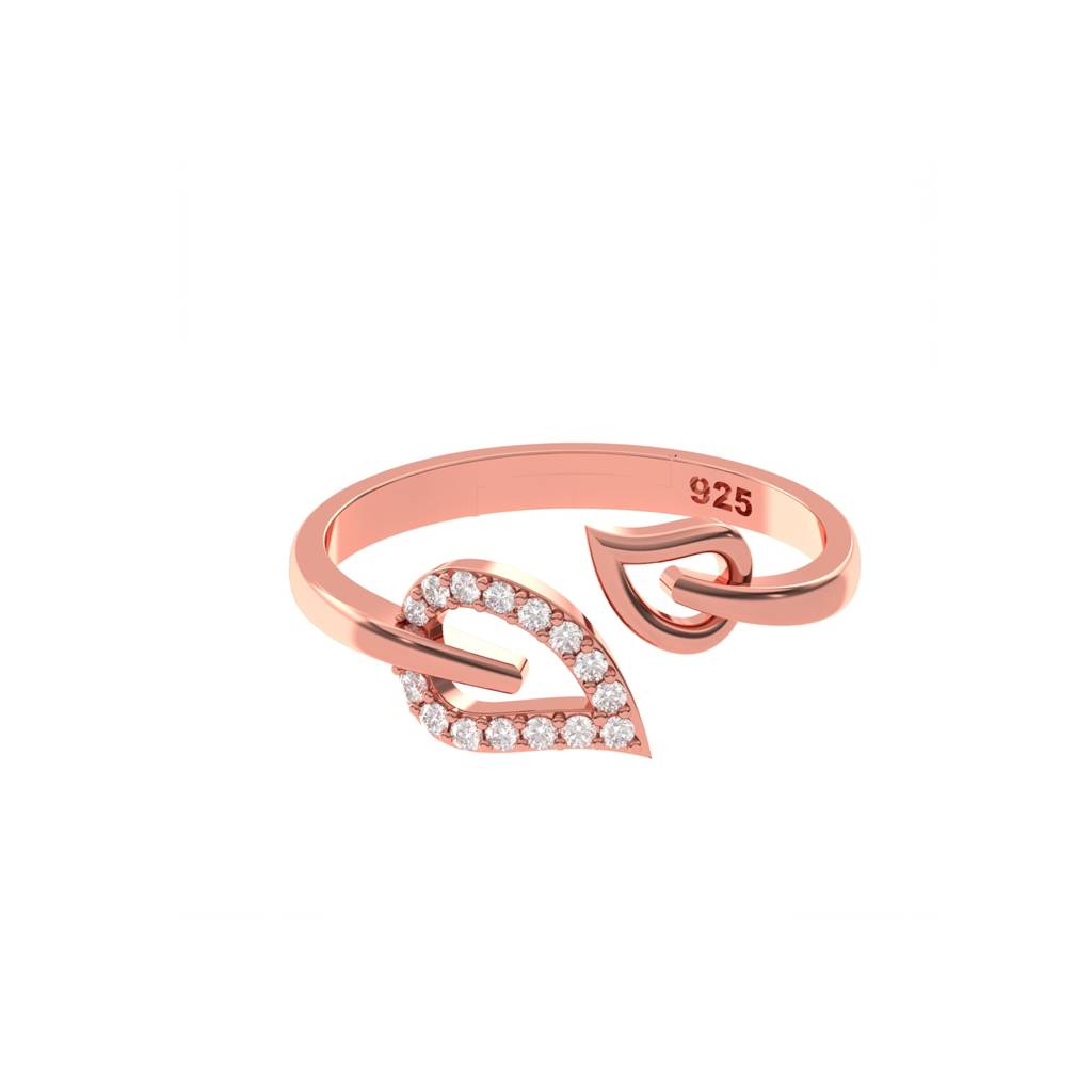 Rose Gold Leaf Design Promise Ring : ZLR-1065R