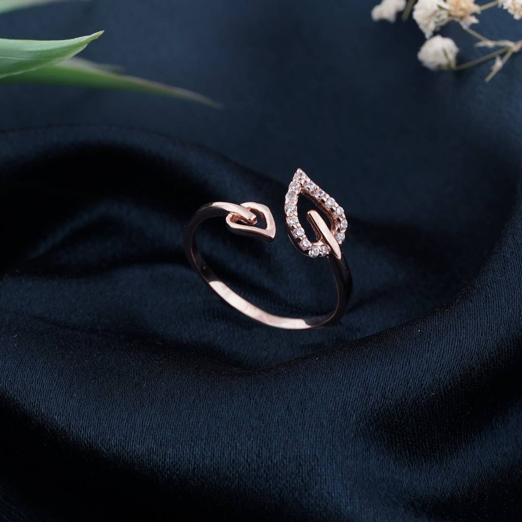 Rose Gold Leaf Design Promise Ring : ZLR-1065R