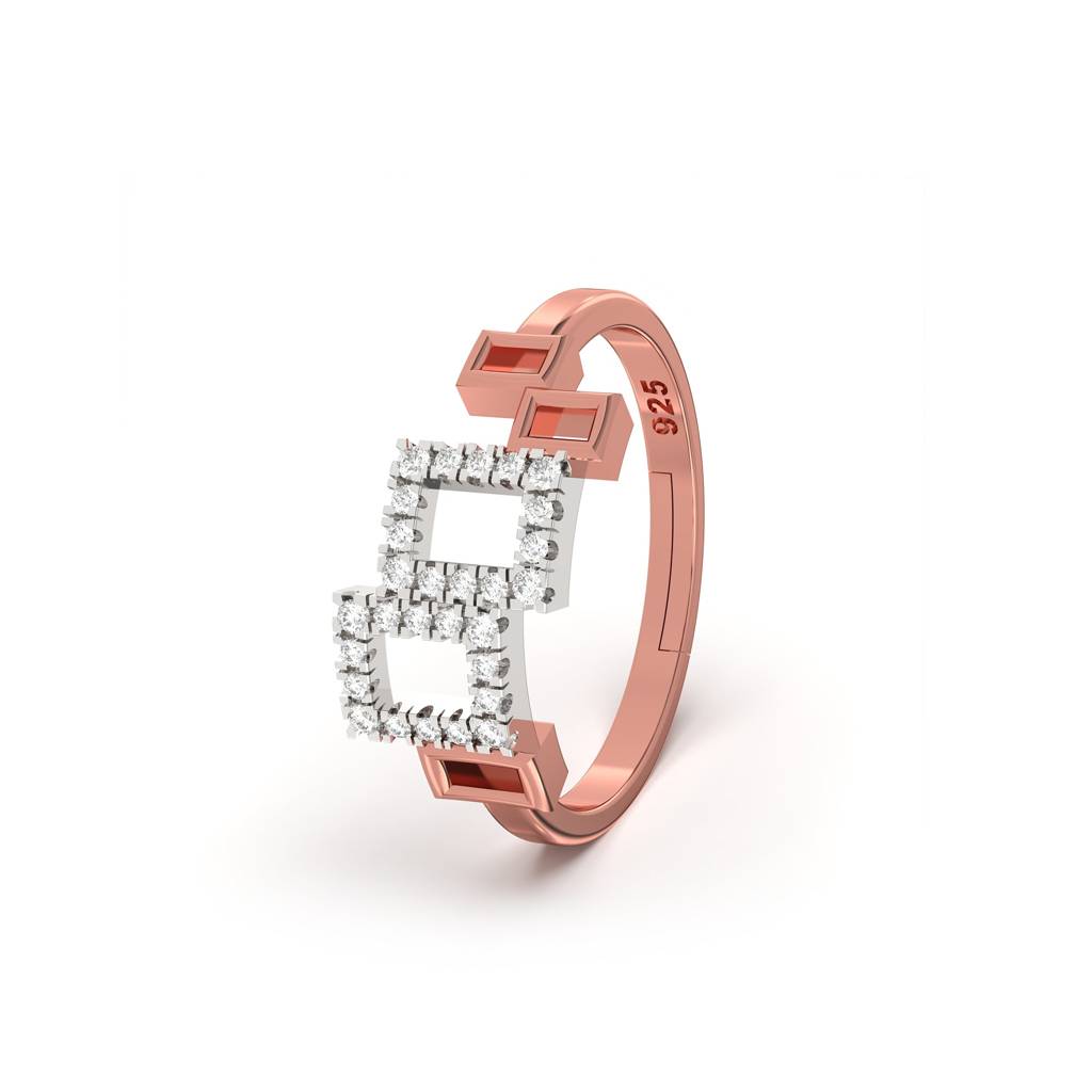 Sterling Silver Square Design Crafted Ring : ZLR-1069