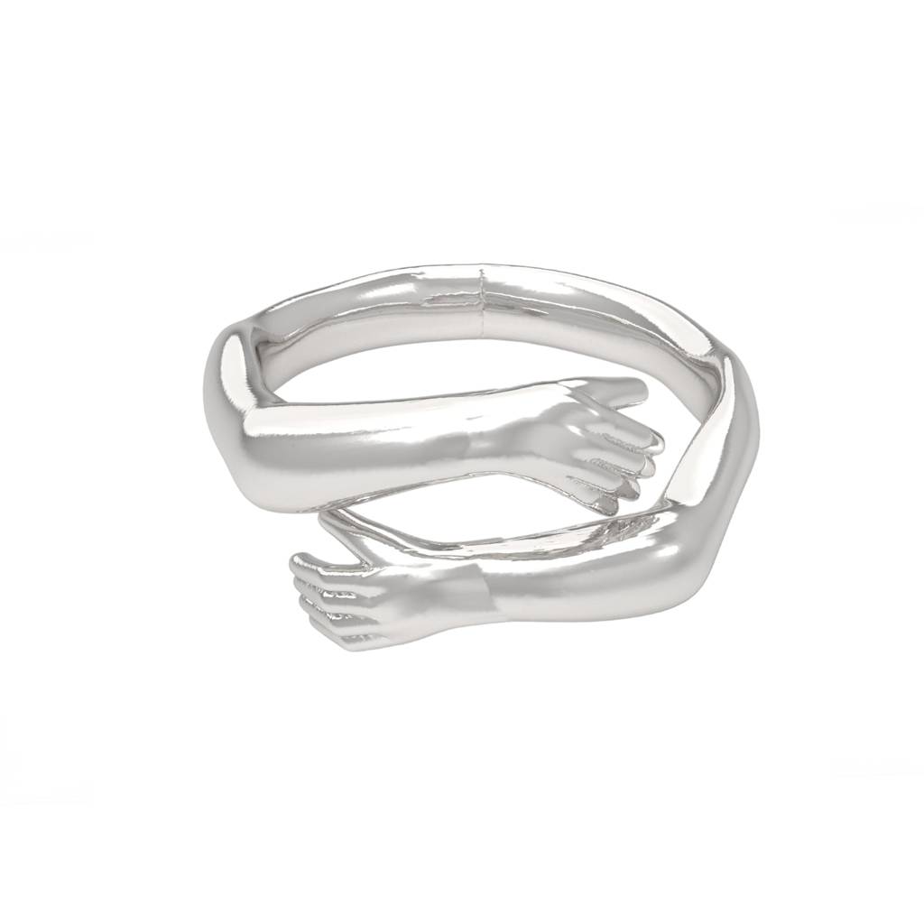 Sterling Silver Couple Hug Ring : ZLR-1070