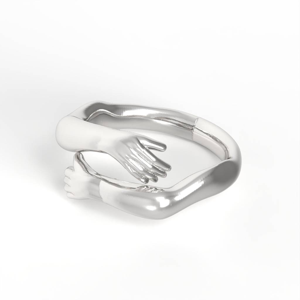 Sterling Silver Couple Hug Ring : ZLR-1070