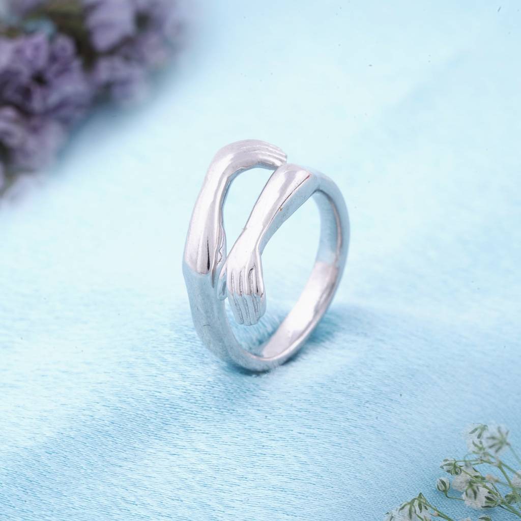 Sterling Silver Couple Hug Ring : ZLR-1070