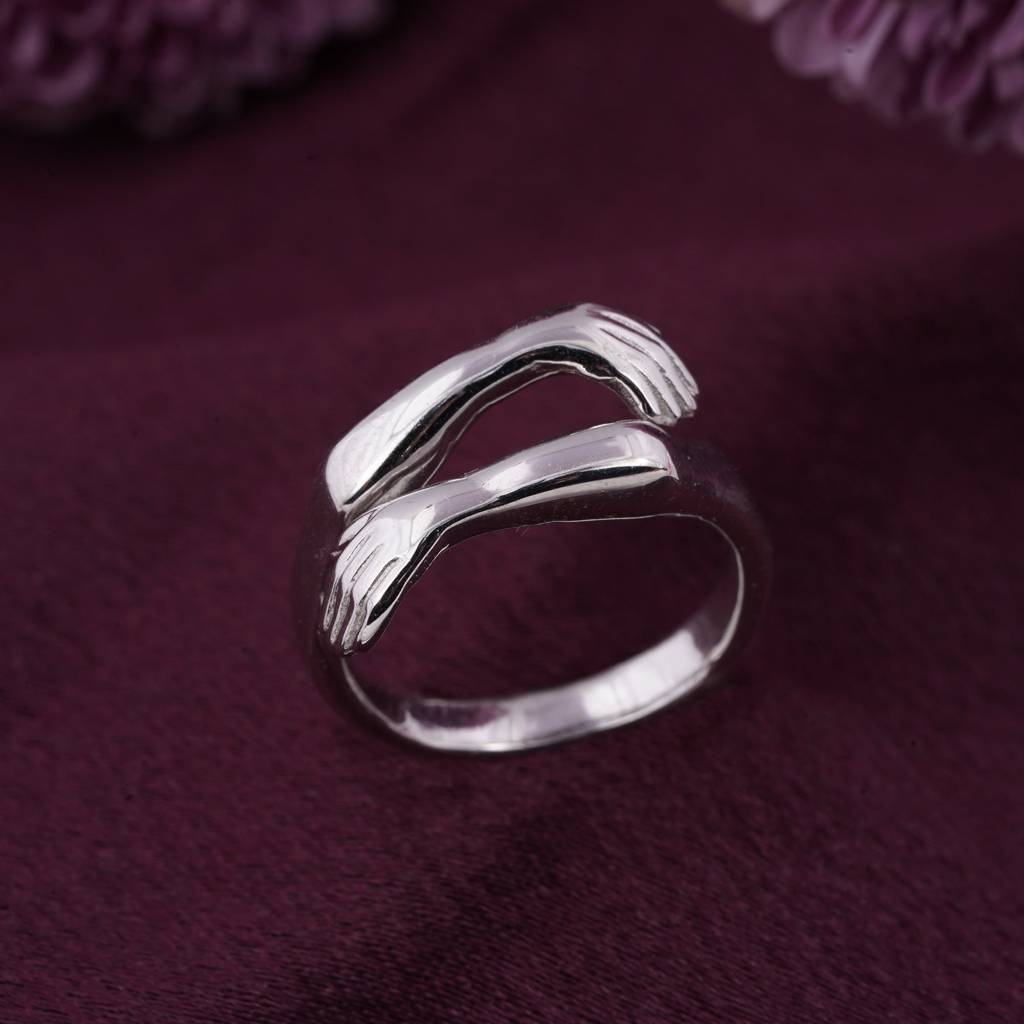 Sterling Silver Couple Hug Ring : ZLR-1070
