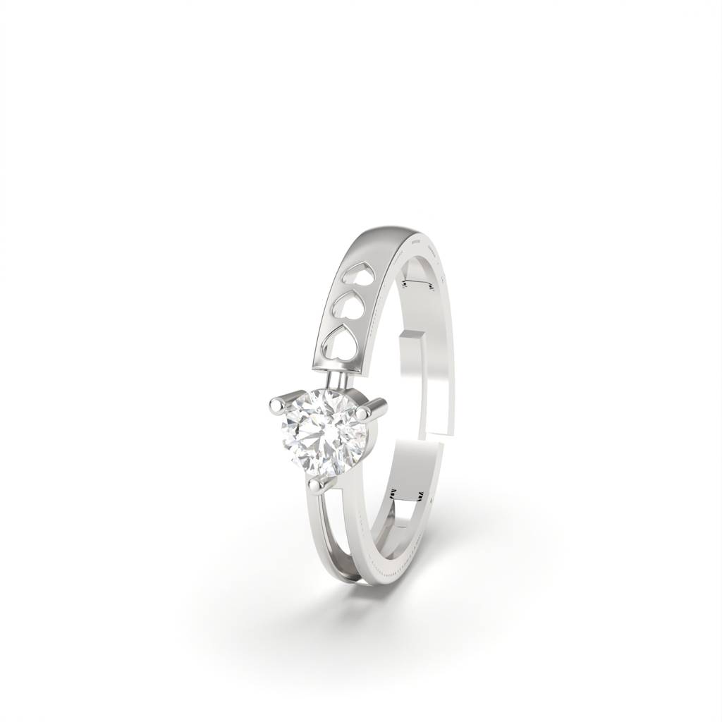 Silver Solitaire Engagement Ring : ZLR-1071