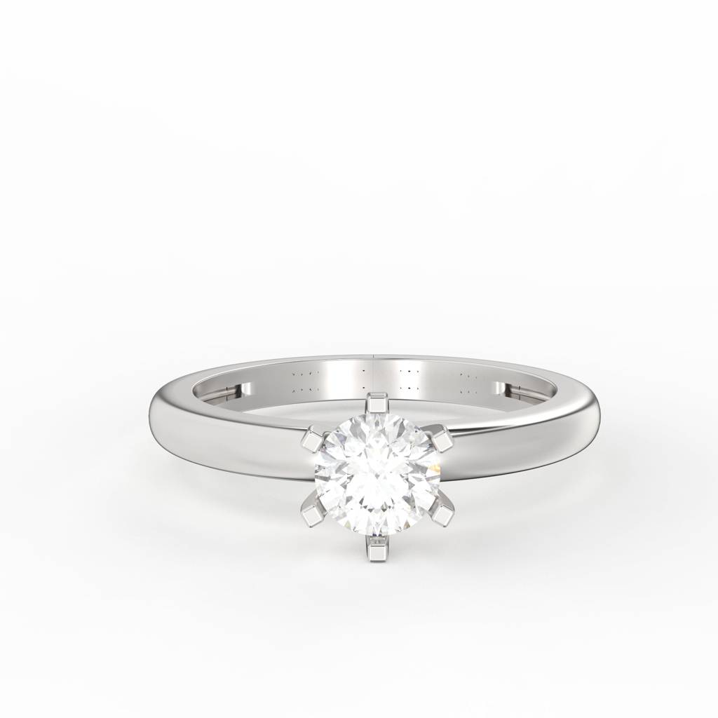 Silver Round Solitaire Wedding, Anniversary Ring : ZLR-1072