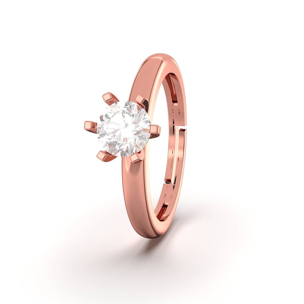 Rose Gold Round Solitaire Wedding, Anniversary Ring : ZLR-1072R