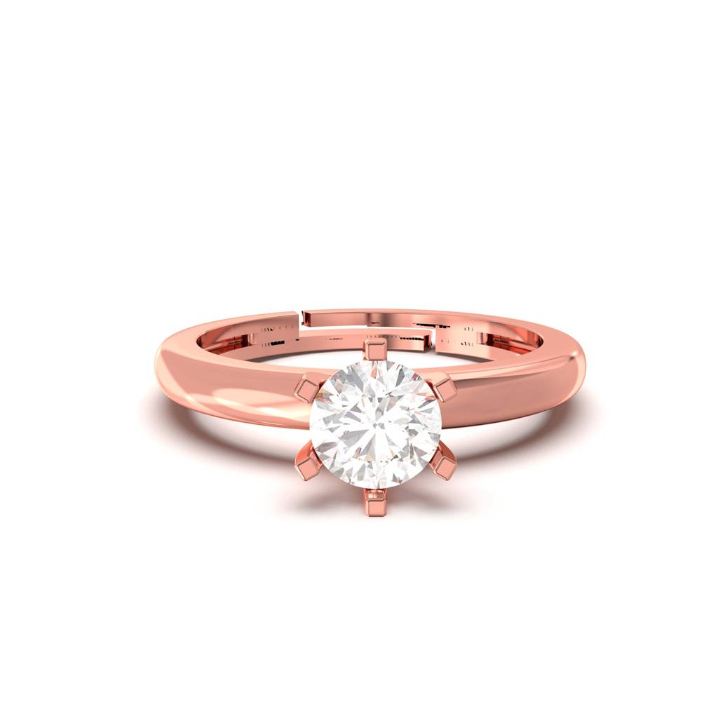 Rose Gold Round Solitaire Wedding, Anniversary Ring : ZLR-1072R