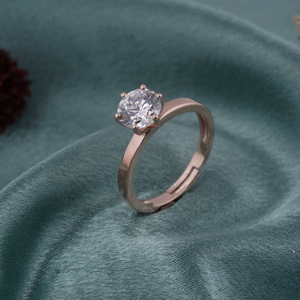 Rose Gold Round Solitaire Wedding, Anniversary Ring : ZLR-1072R