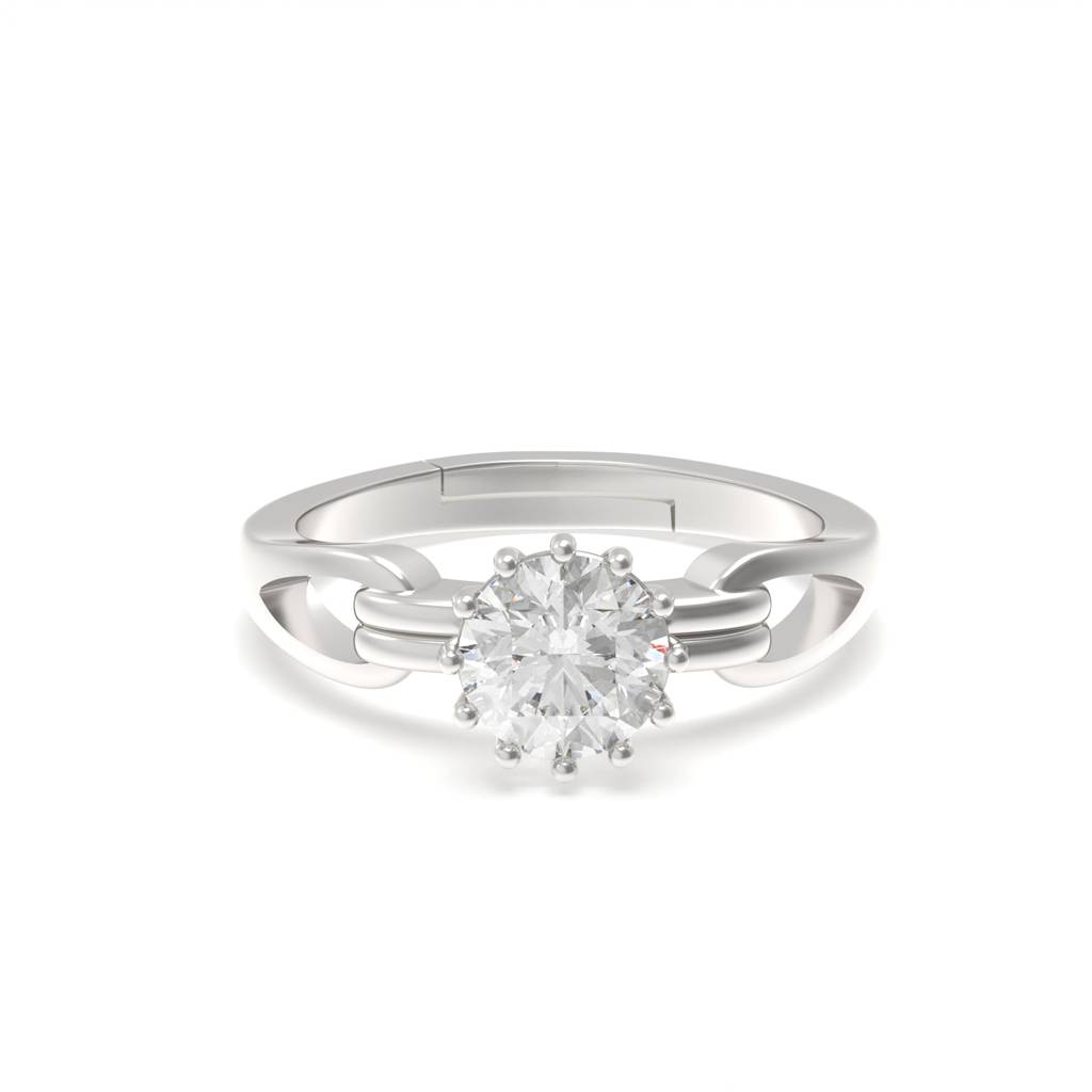 Silver Sterling Round Solitaire Ring : ZLR-1075