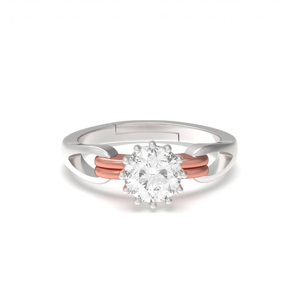 Silver Cz Round Solitaire Ring : ZLR-1073TT
