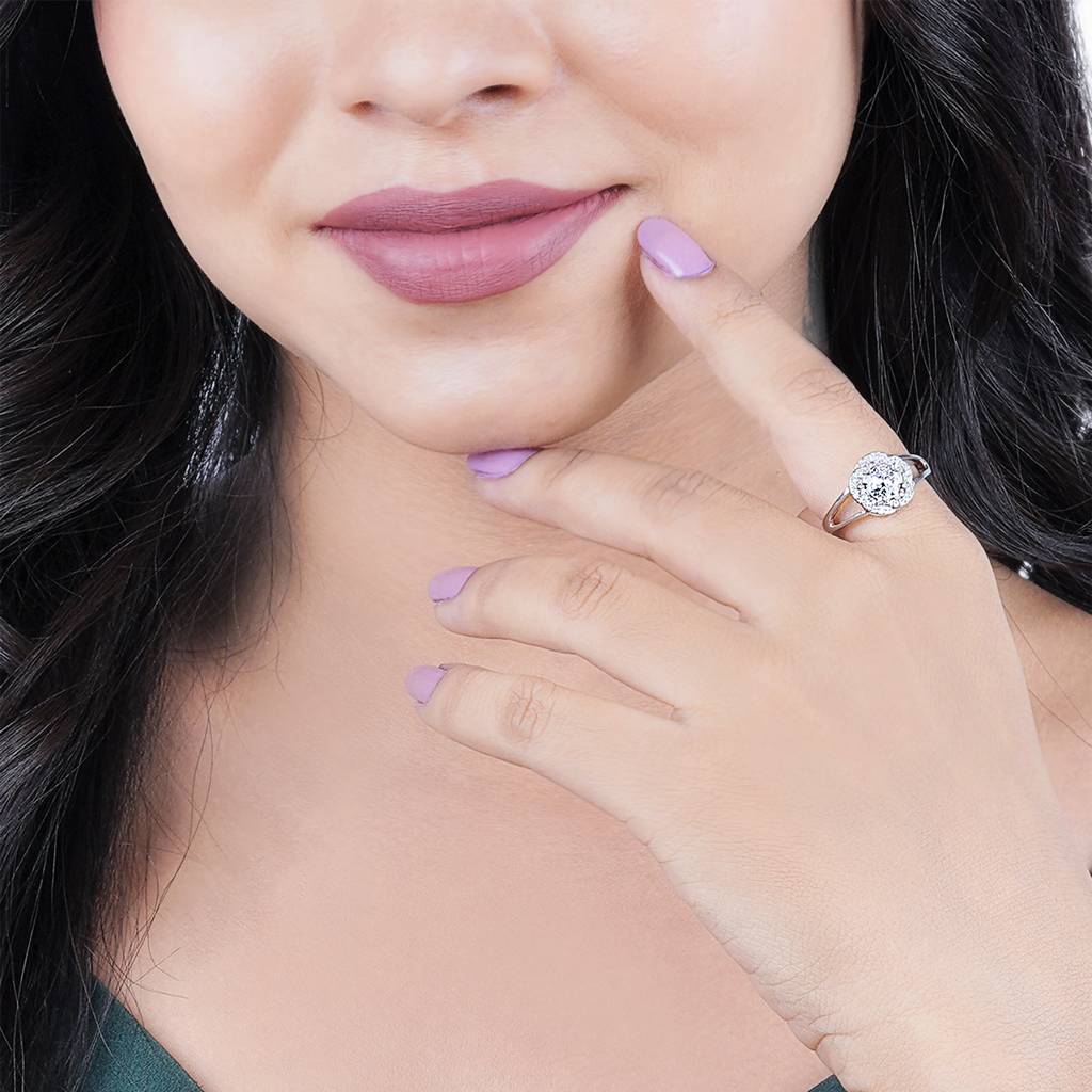 Sterling Silver Round Halo Style Ring : ZLR-1074