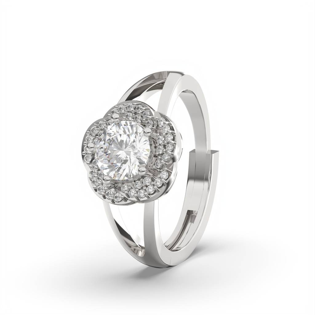 Sterling Silver Round Halo Style Ring : ZLR-1074