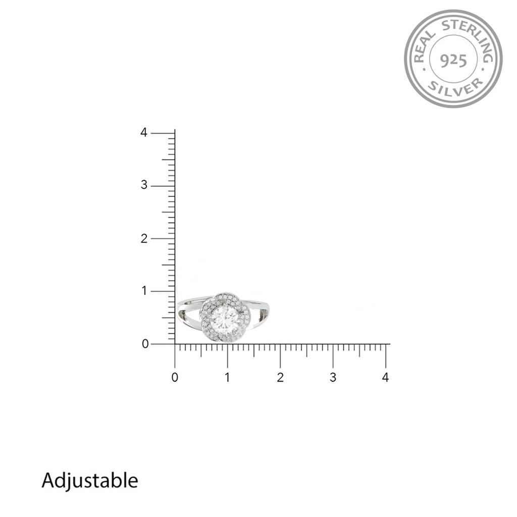 Sterling Silver Round Halo Style Ring : ZLR-1074