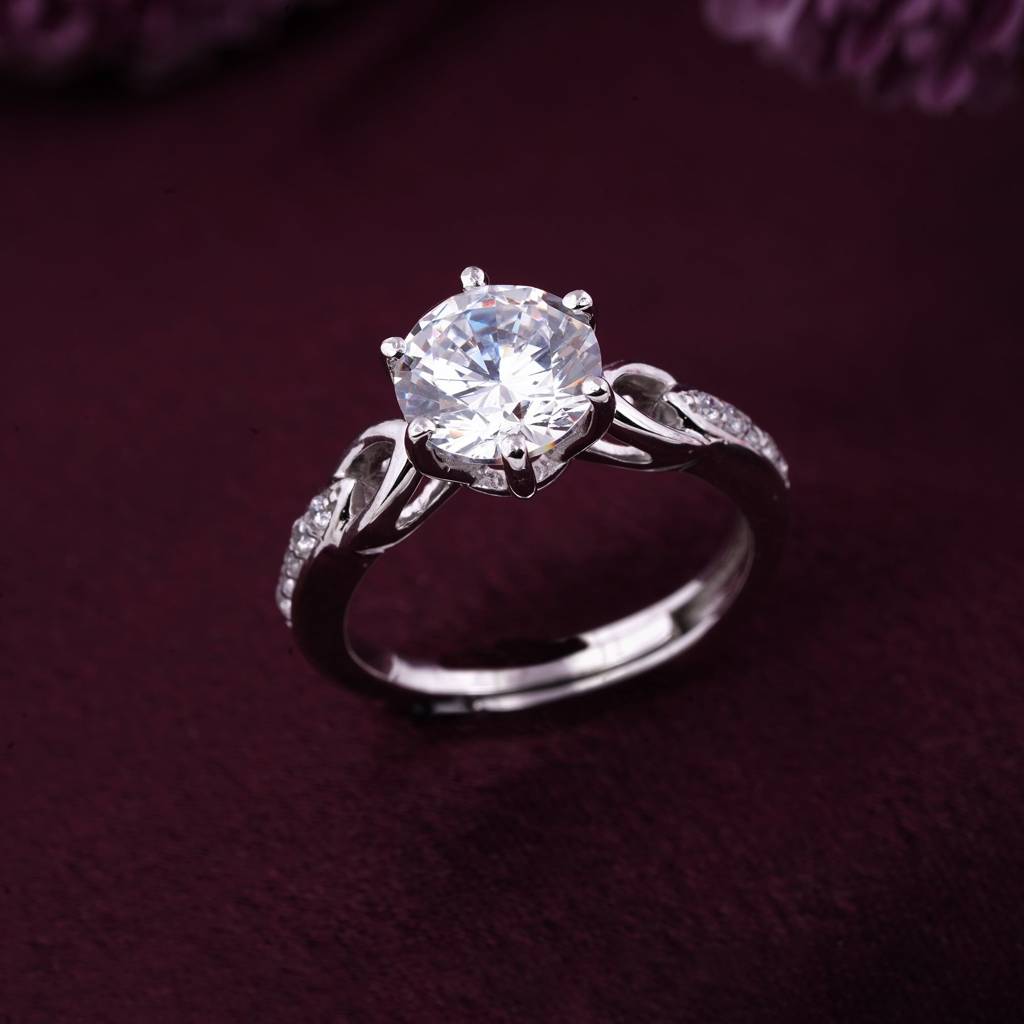 Silver Sterling Round Solitaire Ring : ZLR-1075