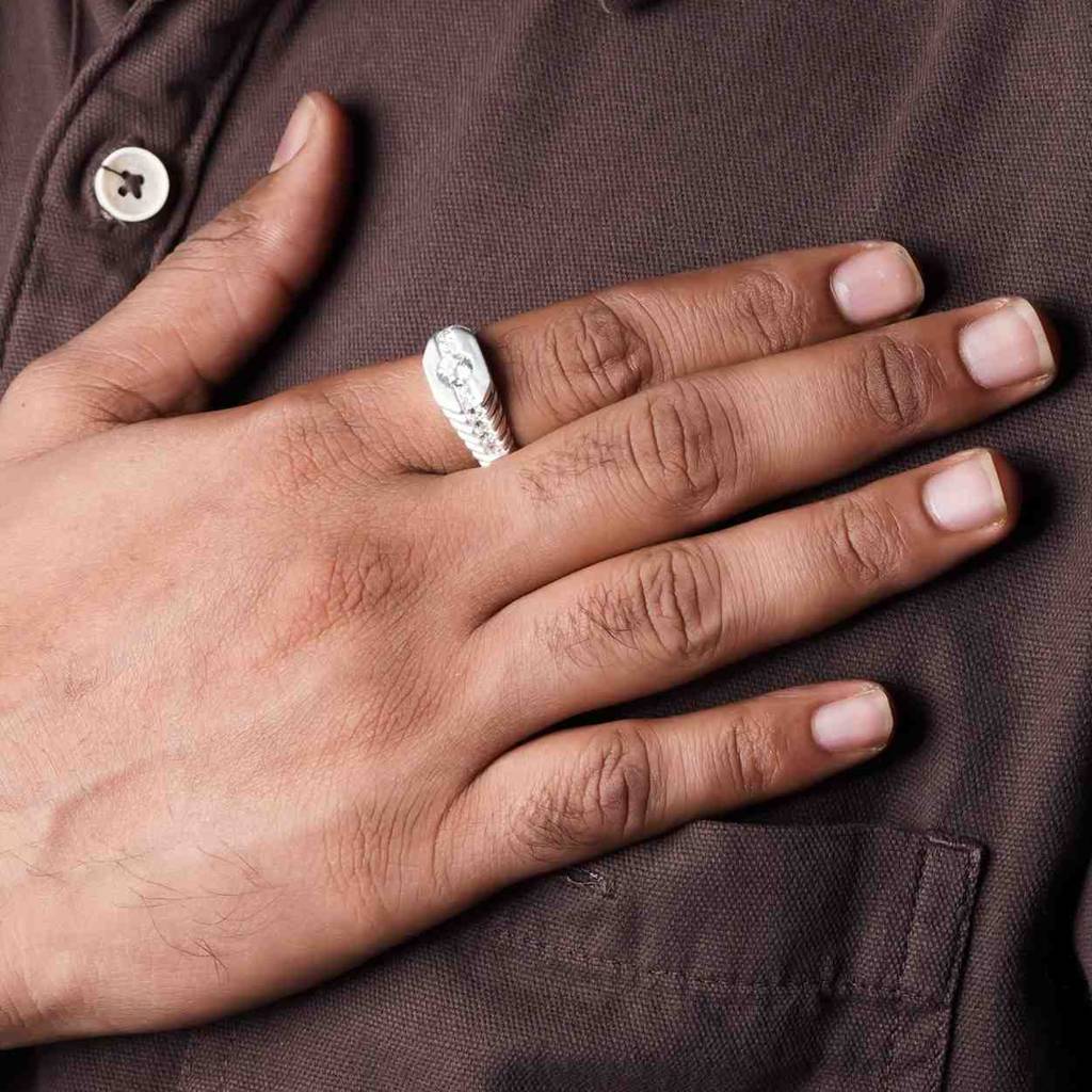 Silver Cz Chest Men'S Band Ring : ZLR-1076