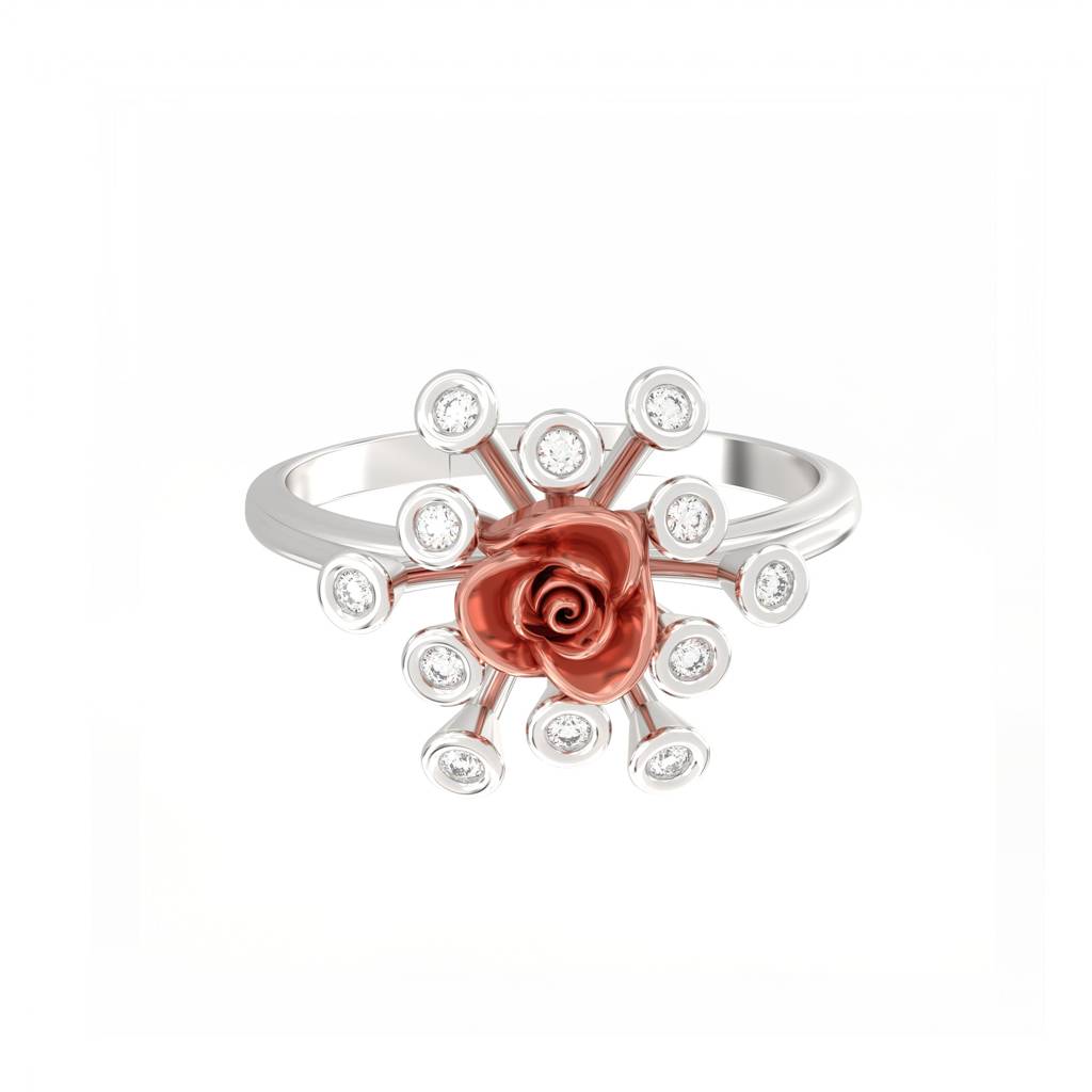 Rose Style Two Tone Ring : ZLR-1076TT