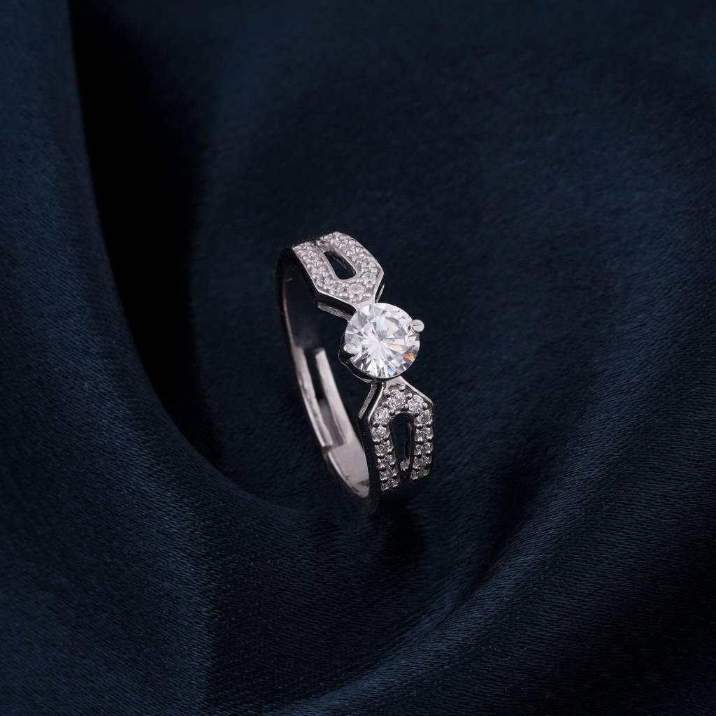 Silver Zircon Elegant Loop Ring : ZLR-1077