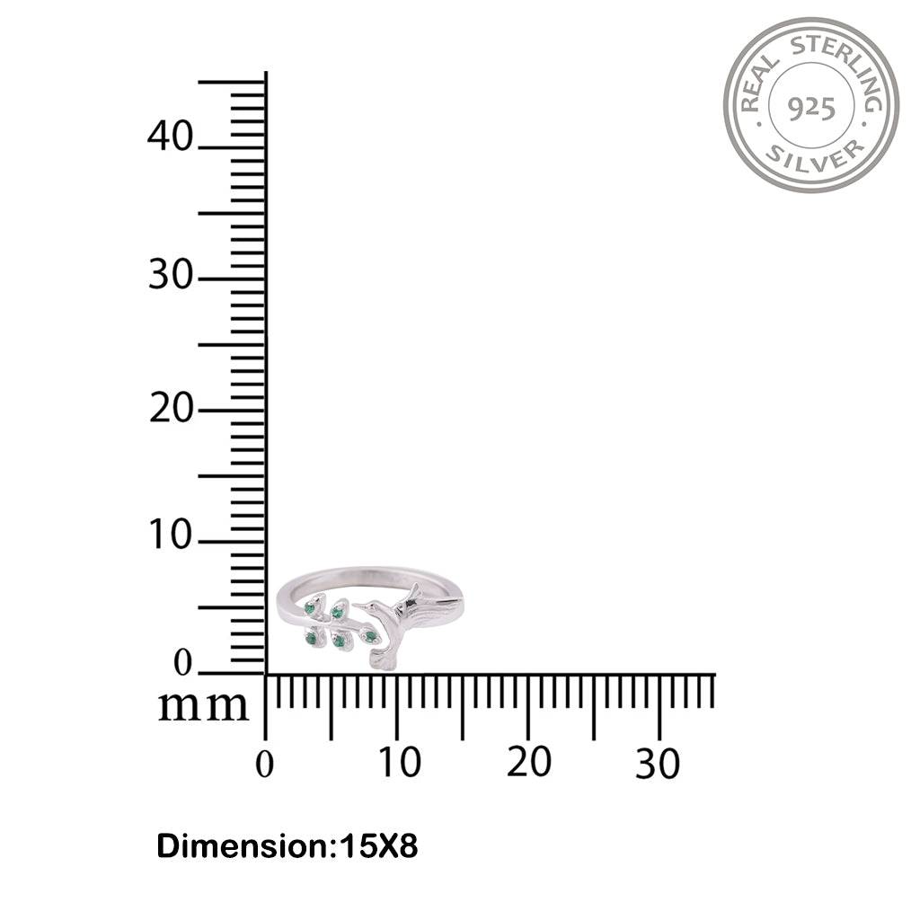 Silver Emerald Bird Ring For Women : ZLR-1080