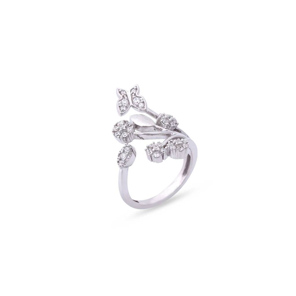 Silver Butterfly Flower Ring : ZLR-1085