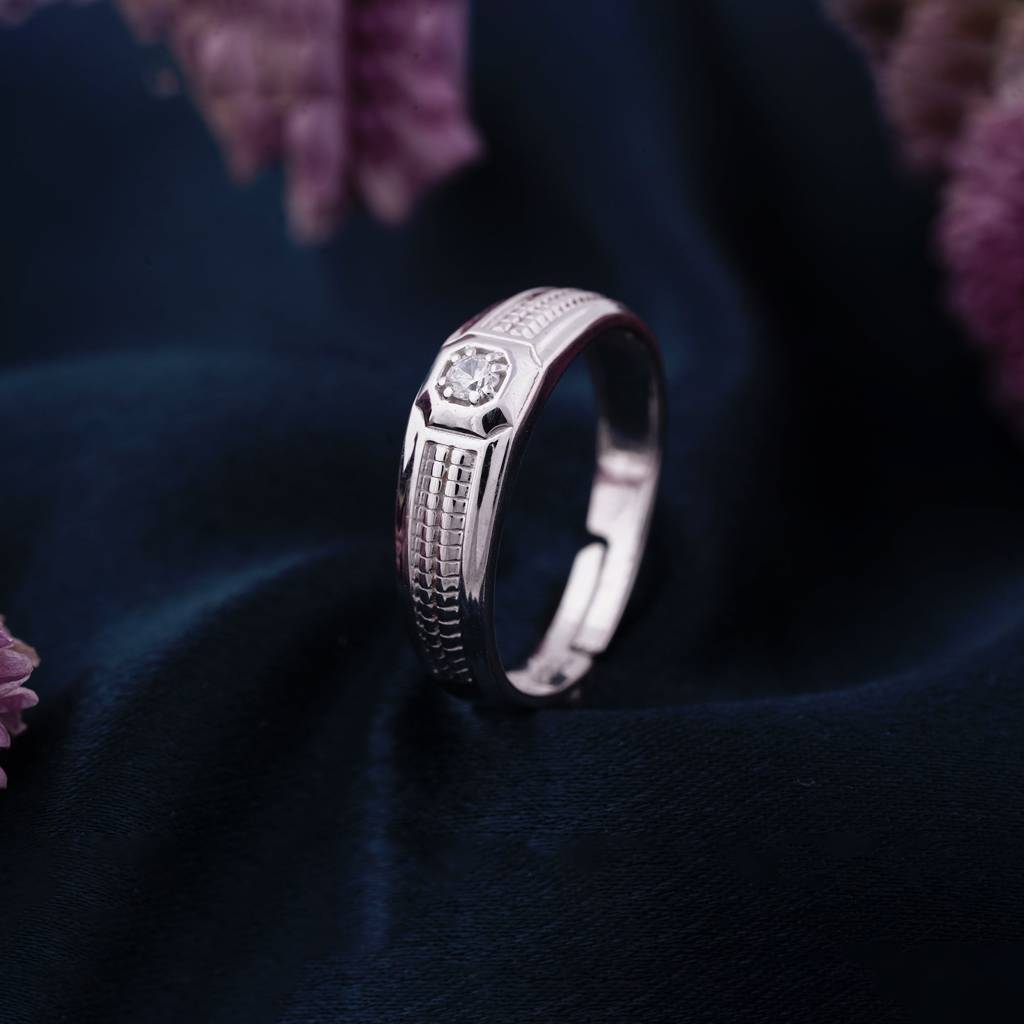 Silver Solitaire Band For Him : ZLR-1084