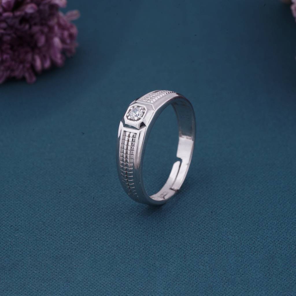 Silver Solitaire Band For Him : ZLR-1084
