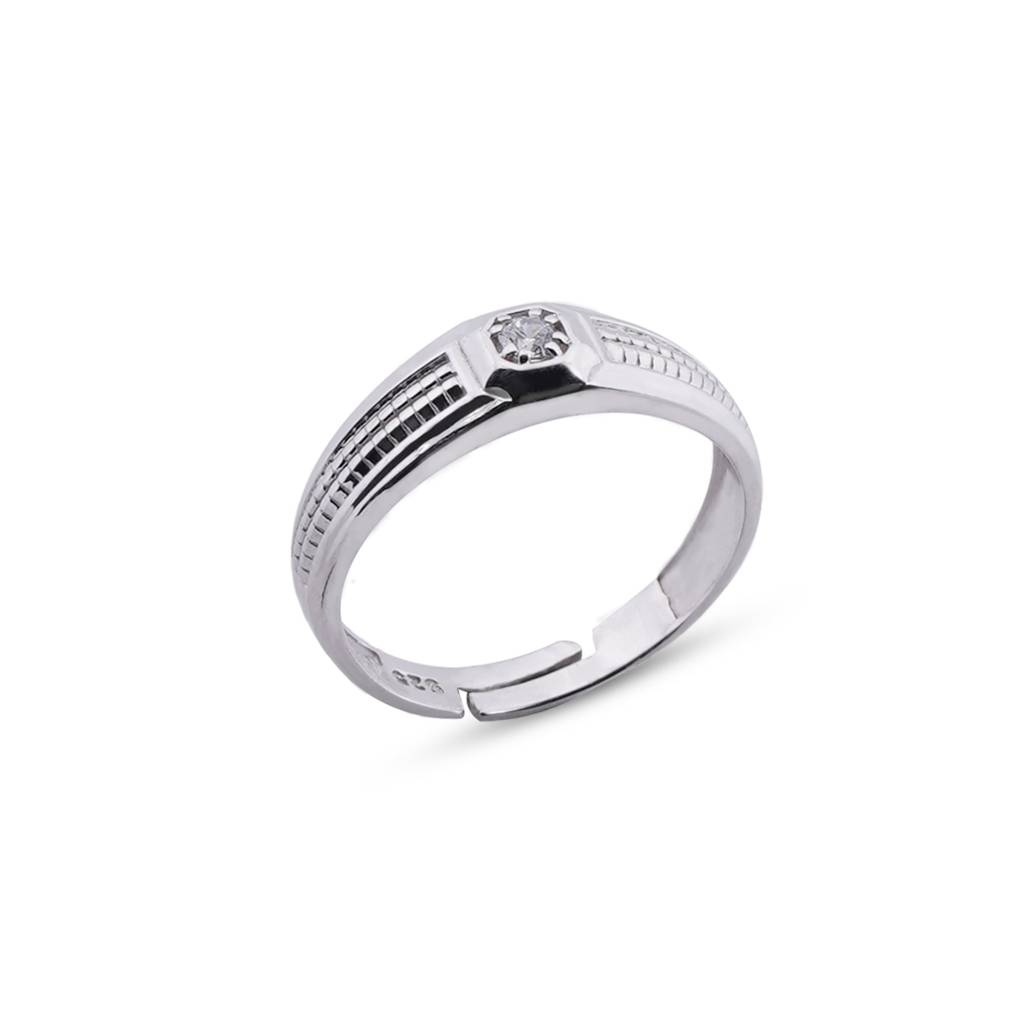 Silver Solitaire Band For Him : ZLR-1084