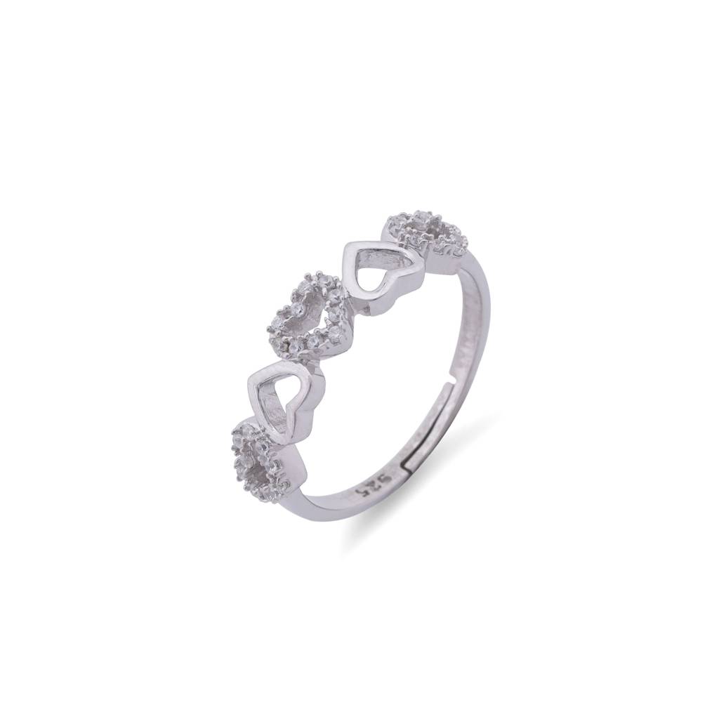 Silver Heart Eternity Band Ring : ZLR-1088